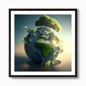 Earth In 3d, growth, sustainability Art Print