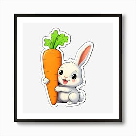 Bunny Holding Carrot Art Print