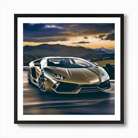 Golden Lamborghini 2 Art Print