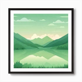 Misty mountains background in green tone 2 Art Print