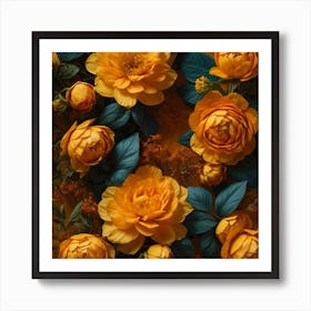 Yellow Peony Flowers Art Print