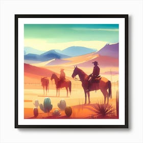 Cowboys In The Desert 5 Art Print