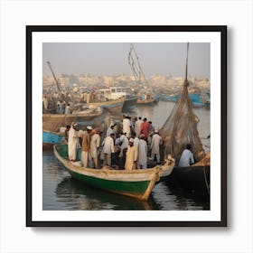 Fishing Boats In Pakistan Art Print