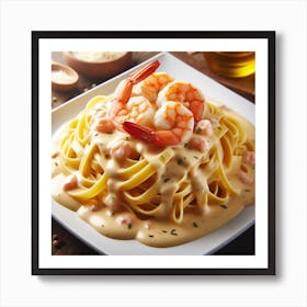 Pasta With Shrimp And Sauce Art Print