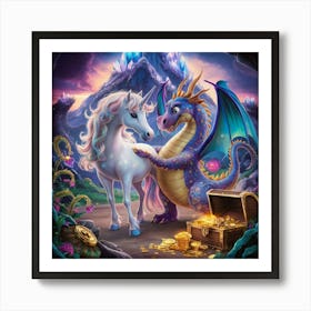 Unicorn And Dragon Art Print