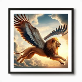 Lion In Flight Art Print