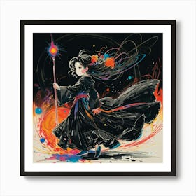 Girl With A Wand Art Print