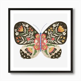 Hand drawn Floral Butterfly 1 Art Print