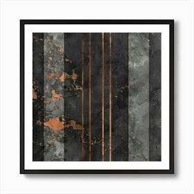 Black And Copper Stripes 1 Art Print