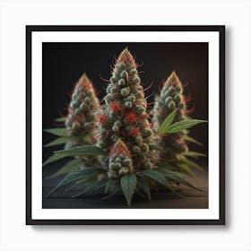 Cannabis Plants On A Black Background Art Print