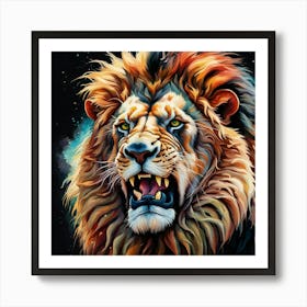 Lion roaring Art Print