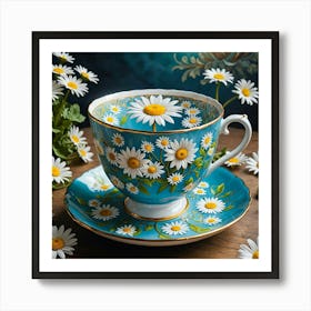 Daisy Cup And Saucer Art Print