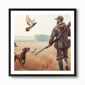 Hunter And His Dog Art Print