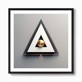 Geometric Triangle With Gold Ball Art Print