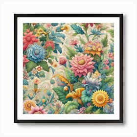 Floral Wallpaper 1 Art Print