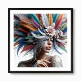 Feathered Woman 3 Art Print