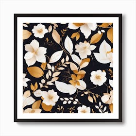 Gold Floral Pattern Art Print