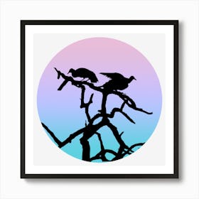 Birds Bird Vultures Tree Branches Art Print