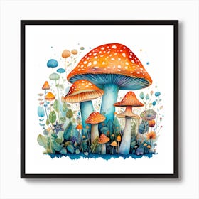 Mushrooms And Flowers 59 Art Print