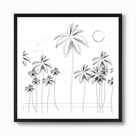 Minimal Line Palm Beach 1 Art Print