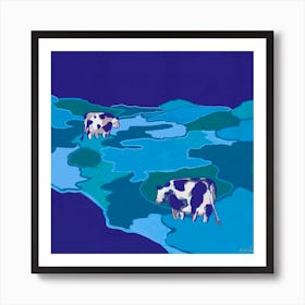 Grazing Cows Art Print