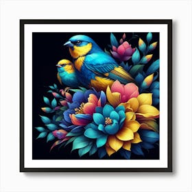 Birds And Flowers 4 Art Print