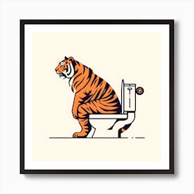 Tiger On Toilet Illustration 1 Art Print