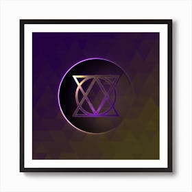 Geometric Neon Glyph on Jewel Tone Triangle Pattern 293 Art Print