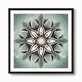 Snowflake, mandala, geometric design, abstract, art, sharp, style, Ornament, poster, print Art Print, grey wall , textured, stone Art Print