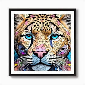 Stained Glass Cheetah pop art Art Print