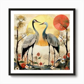 Bird In Nature Crane 1 Art Print