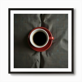 Cup Of Coffee On Bed Art Print