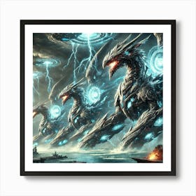 Sky Dragon Heavy Kaiju Carriers Energy Shields Art Print