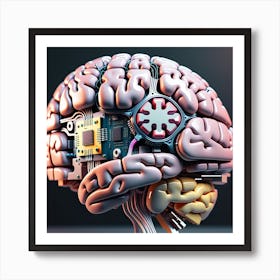 Brain With Electronic Components Art Print