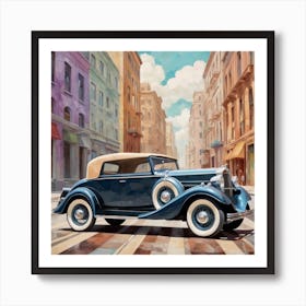 Old Car On The Street 1 Art Print