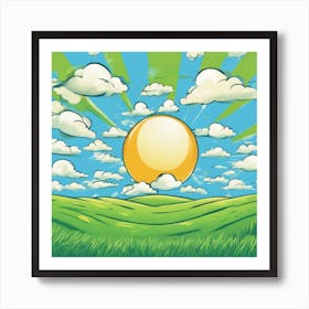 Cartoon Sun In The Sky Art Print