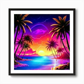 Sunset At The Beach Art Print