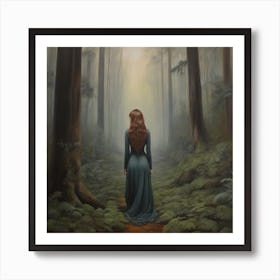 Girl In The Woods Art Print