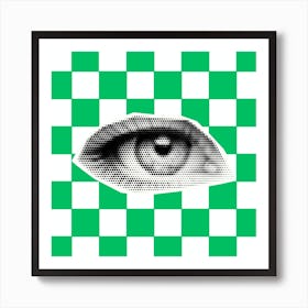 Checkerboard Eye Green  Art Print