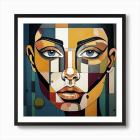 Geometric Elegance: Abstract Female Portrait Art Print