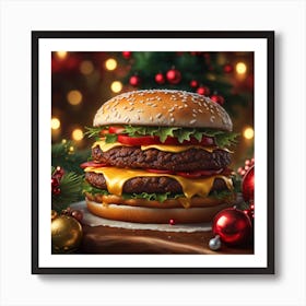Triple Christmas Burger Art Print