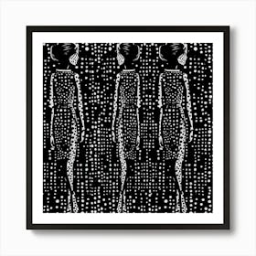 Woman In Dotted Dress, Dot Art Art Print