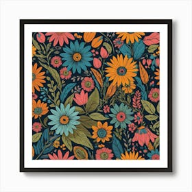 Floral Seamless Pattern 4 Art Print