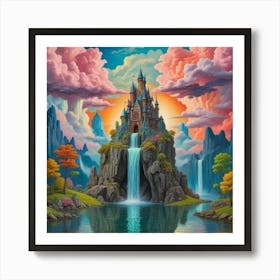 Enchanted Heights The Castle Of Cascading Waters (11) Art Print