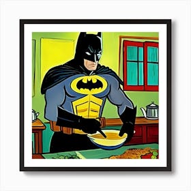 Comic Book Batman Cooking Art Print