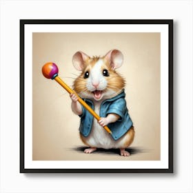 Hamster Playing Drums Art Print