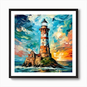 Lighthouse At Sunset 5 Art Print