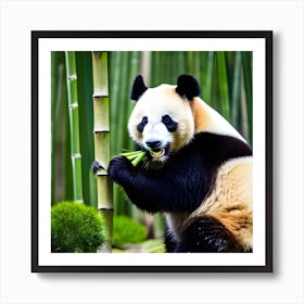 Panda Bear Eating Bamboo Art Print