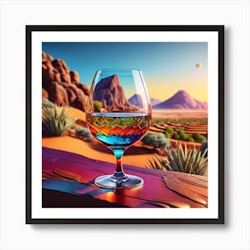 Desert Landscape With Wine Glass Art Print