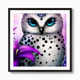 Owl With Blue Eyes 15 Art Print